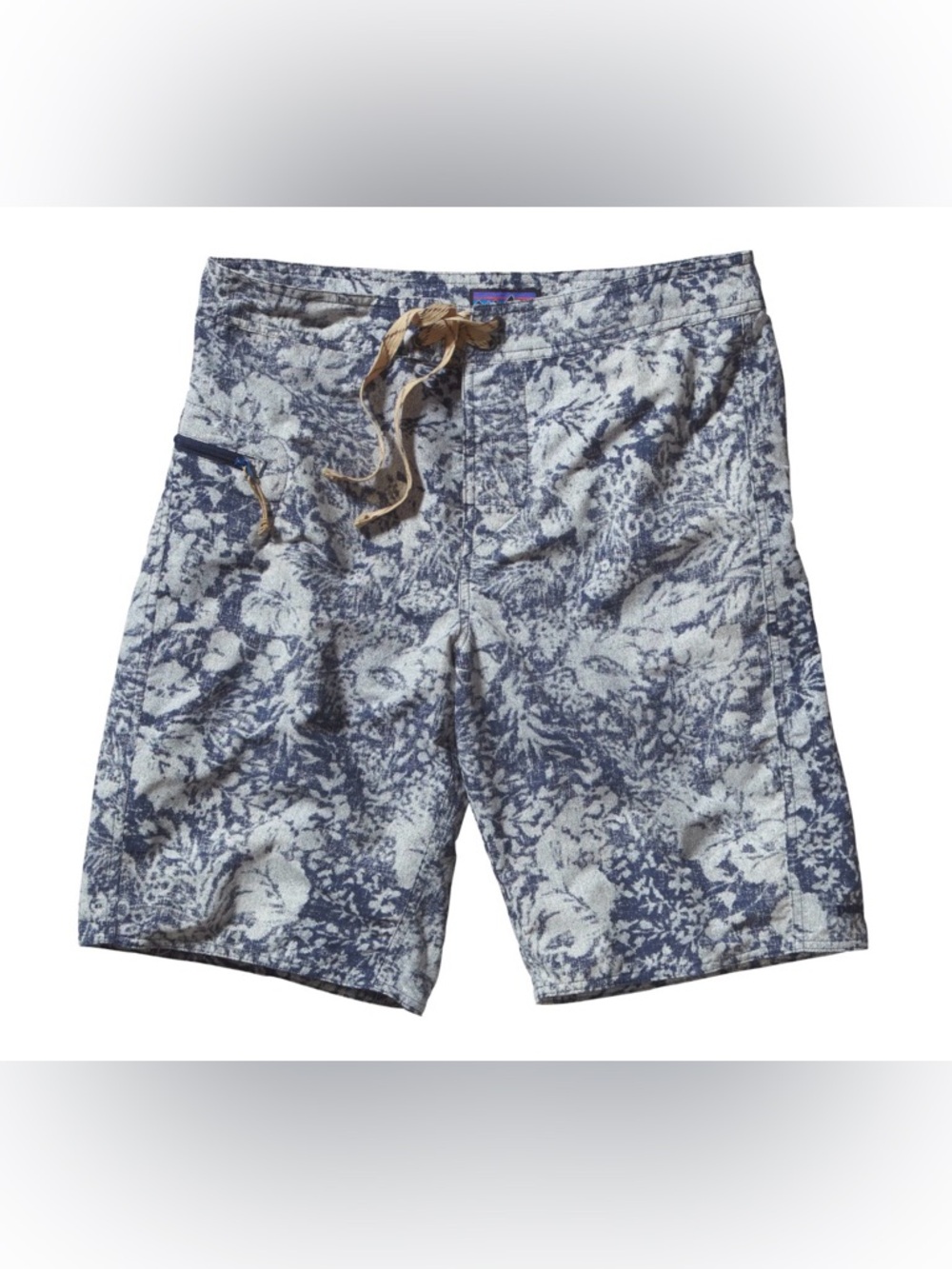 Patagonia Blue and White Floral-Pattern Board Shorts